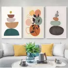 Soyut Tasarım Metal Çerçeveli Tablo Seti Beyaz