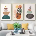 Soyut Tasarım Metal Çerçeveli Tablo Seti Altın