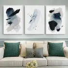 Soyut Tasarım Metal Çerçeveli Tablo Seti Beyaz