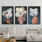 Soyut Kadın Figürleri Metal Çerçeveli Tablo Seti Siyah