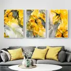 Soyut Tasarım Metal Çerçeveli Tablo Seti Beyaz