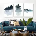 Soyut Tasarım Metal Çerçeveli Tablo Seti Beyaz