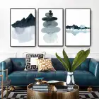 Soyut Tasarım Metal Çerçeveli Tablo Seti Siyah