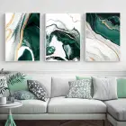 Soyut Yeşil Desenli Metal Çerçeveli Tablo Seti Beyaz