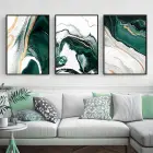 Soyut Yeşil Desenli Metal Çerçeveli Tablo Seti Siyah