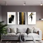 Siyah Ve Sarı Detaylı Metal Çerçeveli Tablo Seti Gümüş