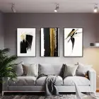 Siyah Ve Sarı Detaylı Metal Çerçeveli Tablo Seti Siyah