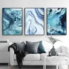 Soyut Tasarım Metal Çerçeveli Tablo Seti Siyah