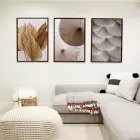 Boho Renkler Soyut Desenli Metal Çerçeveli Tablo Seti Siyah