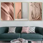 Soyut Tasarım Metal Çerçeveli Tablo Seti Altın