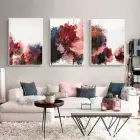 Canlı Renkler Soyut Tasarım Metal Çerçeveli Tablo Seti Beyaz