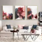 Canlı Renkler Soyut Tasarım Metal Çerçeveli Tablo Seti Altın