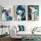 Kadın Silüet Desenli Metal Çerçeveli Tablo Seti Altın