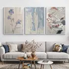 Soyut Desenli Metal Çerçeveli Tablo Seti Beyaz