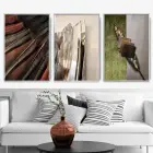 Farklı Renkler Geometrik Desenli Metal Çerçeveli Tablo Seti Gümüş