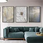 Çiçek Desenli Metal Çerçeveli Tablo Seti Siyah