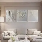 Beyaz Çiçek Desenli Metal Çerçeveli Tablo Seti Beyaz