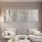 Beyaz Çiçek Desenli Metal Çerçeveli Tablo Seti Altın