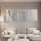 Beyaz Çiçek Desenli Metal Çerçeveli Tablo Seti Gümüş