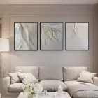 Beyaz Çiçek Desenli Metal Çerçeveli Tablo Seti Siyah