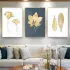 Gold Desenli Metal Çerçeveli Tablo Seti Altın
