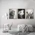 Siyah Beyaz Desenli Metal Çerçeveli Tablo Seti Altın