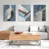 Mavi Gri Geometrik Şekiller Beyaz Çerçeveli Camlı Tablo Seti