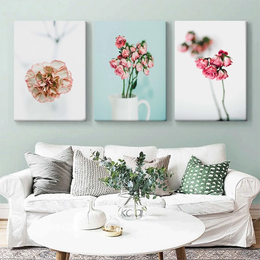 Doğanın Zarafeti: Gül Detayları Dekoratif Üçlü Kanvas Seti