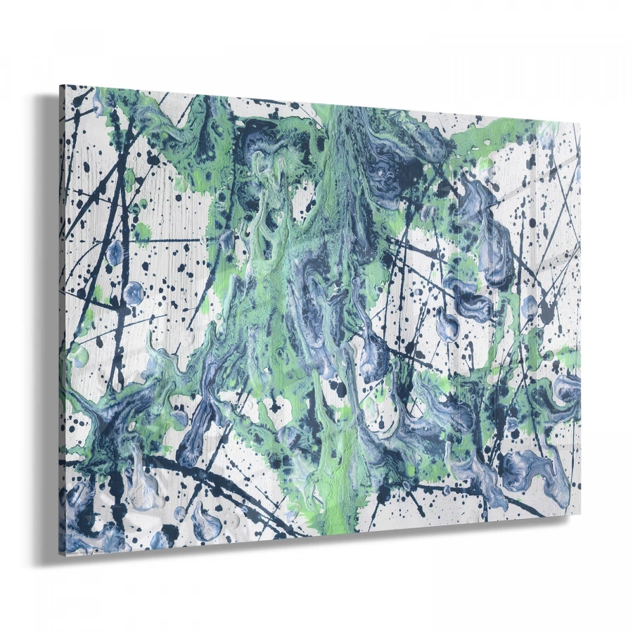 Yeşil Siyah Renk Geçişli Tekli Yatay Cam Tablo