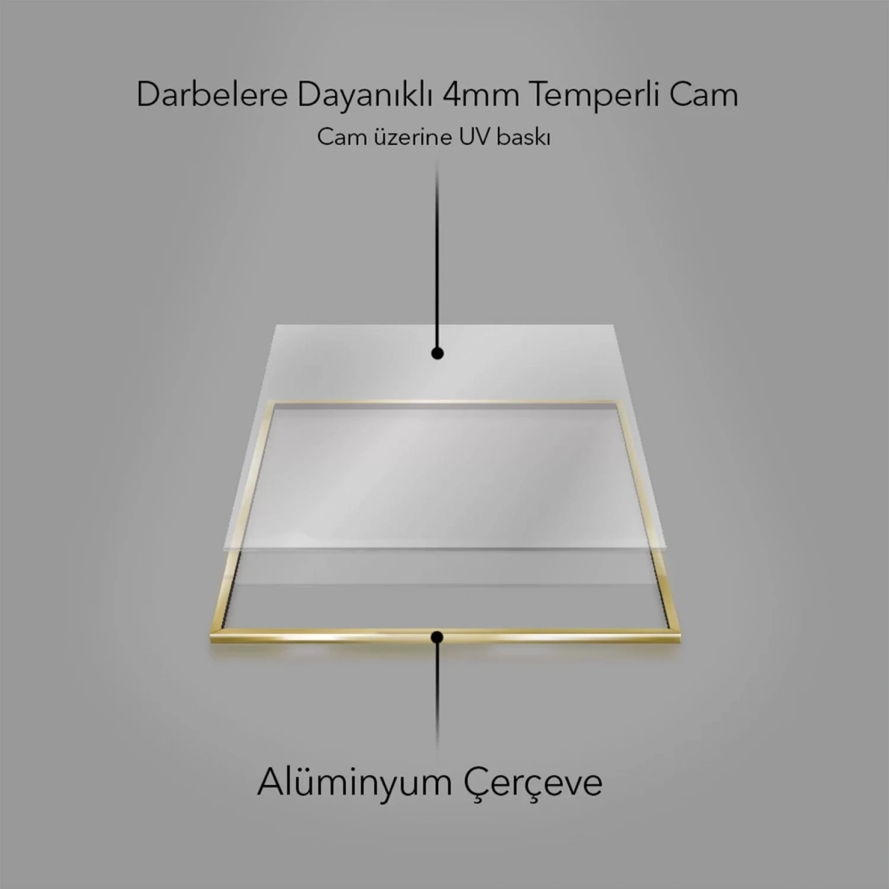 Kahverengi Dallar Temalı Üçlü Metal Çerçeveli Tablo Seti