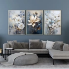 Sakin Mavi: Üçlü Metal Çerçeveli Tablo Takımı