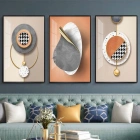 Geometrik Rüyalar: Üçlü Metal Çerçeveli Tablo Seti