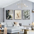 Hasat Zamanı: Sukulent Ve Buğday Başağı Temalı Üçlü Metal Çerçeveli Tablo Seti