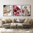 Doğanın Nazik Dokunuşu: Kelebek Ve Çiçek Üçlü Metal Çerçeveli Tablo Seti