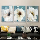 Çiçek Desenli Su Yeşili Gümüş Metal Çerçeveli Cam Tablo