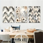 Geometrik Desenli Üçlü Kanvas Tablo Seti