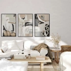 Siyah ve Kahve Tonları Boho Siyah Metal Çerçeveli Tablo Seti