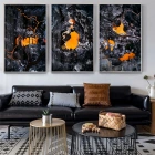 Soyut Tasarım Metal Çerçeveli Tablo Seti Gümüş