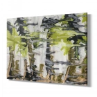 Yeşil Kahverengi Desenli Tekli Yatay Cam Tablo