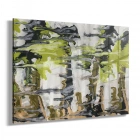 Yeşil Kahverengi Desenli Tekli Yatay Cam Tablo