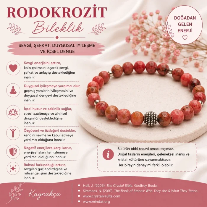 Rodokrozit Doğal Taş Bileklik