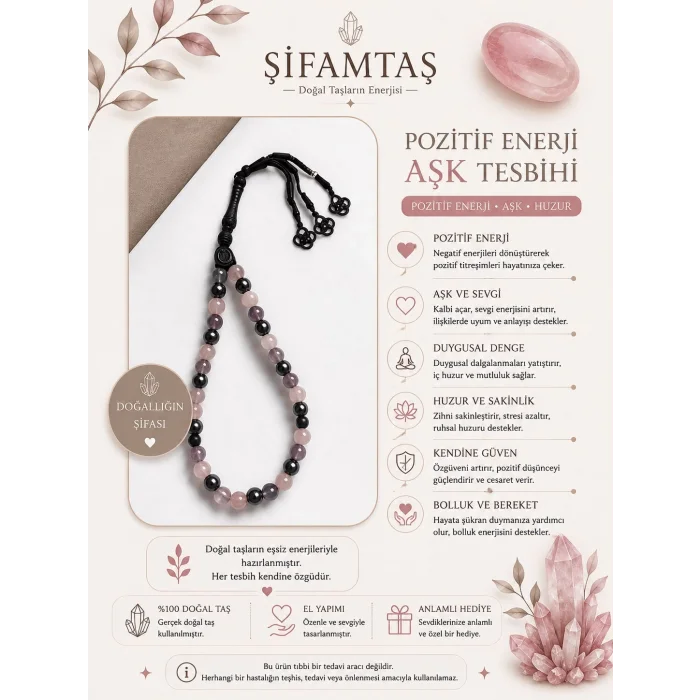 Pozitif Enerji & Aşk Doğal Taş Tesbih