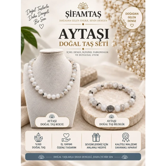 Aytaşı Doğal Taş Seti (Bileklik ve Kolye)