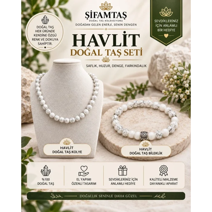 Havlit Doğal Taş Seti (Bileklik ve Kolye)