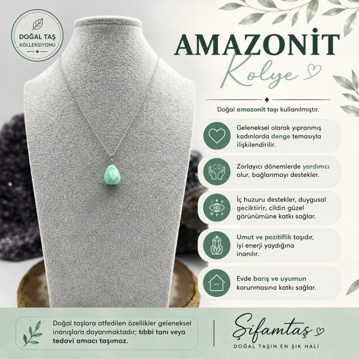 Amazonit Doğal Taş Kolye Ucu