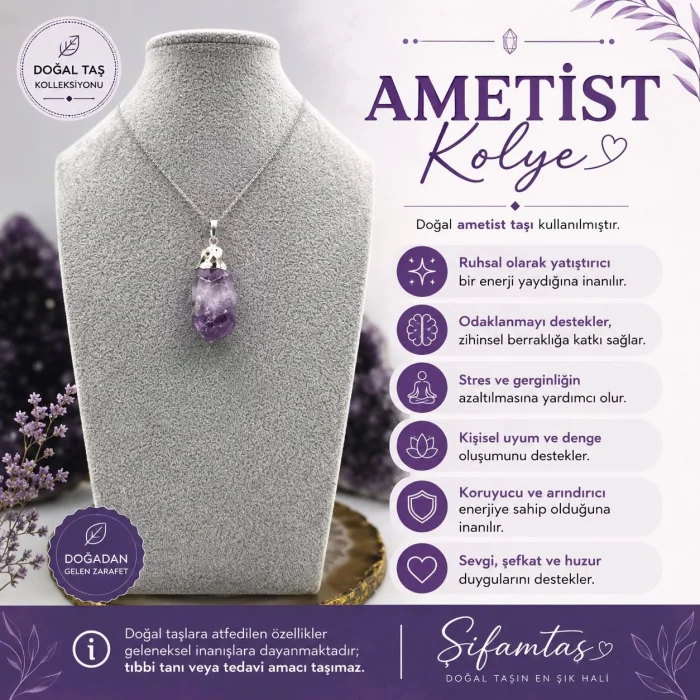 Ametist (1) Doğal Taş Kolye Ucu