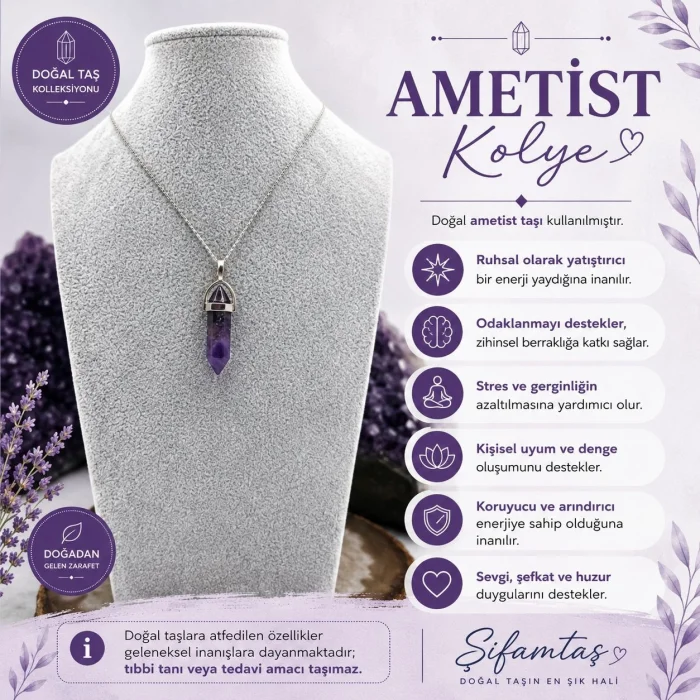Ametist (2) Doğal Taş Kolye Ucu