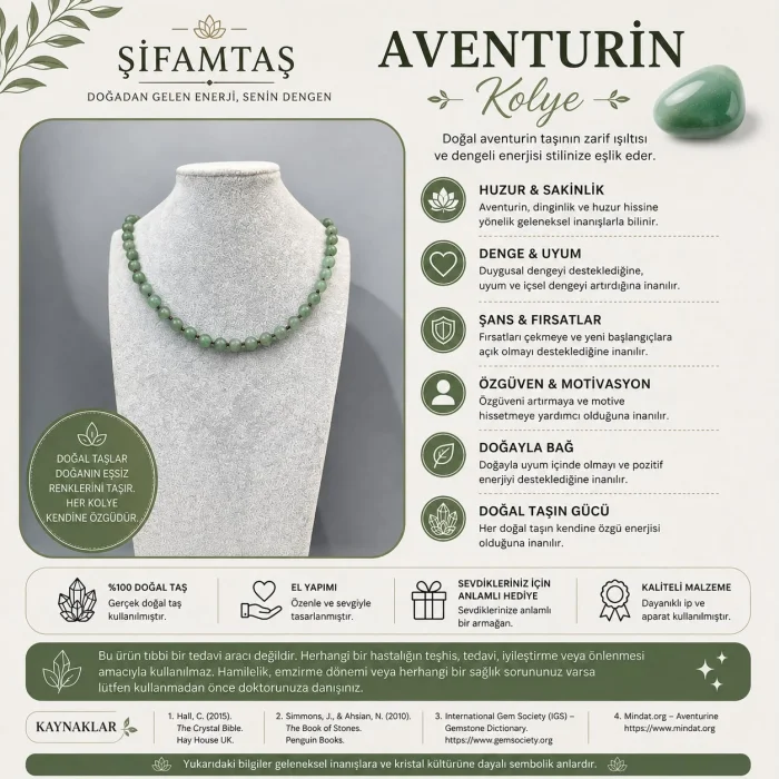 Aventurin Doğal Taş Kolye