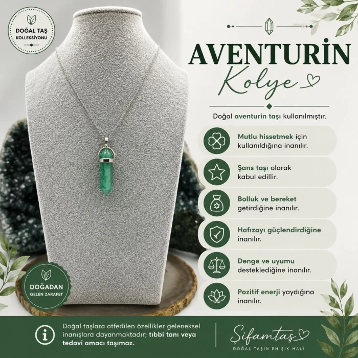 Aventurin Doğal Taş Kolye Ucu