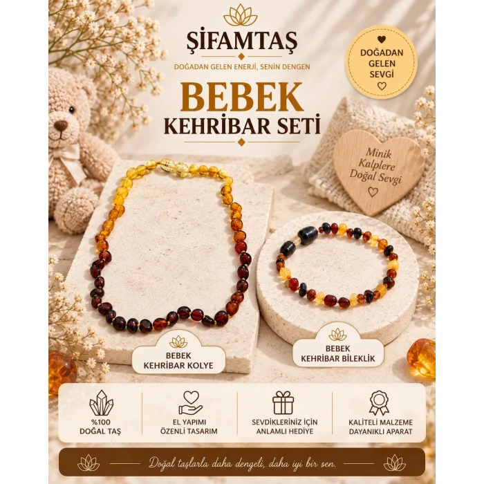 Bebek Kehribar Seti (Bileklik ve Kolye)